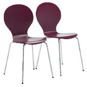 Unbranded Pair of Bistro Stacking Chairs, Claret