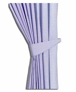 Pair of Blue Gingham Curtains with Tie-Backs.