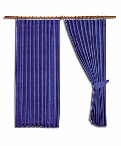 Pair of Blue Saville Row Curtains with Tie-Backs.