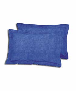 Pair of Blue Saville Row Oxford Pillowcases.
