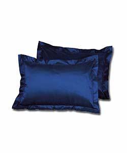 Pair of Blue Taffeta Oxford Pillowcases.