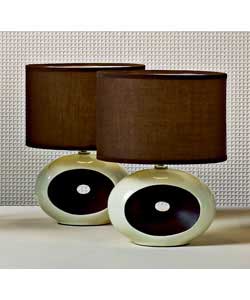 Unbranded Pair of Brown Rolo Oval Table Lamps