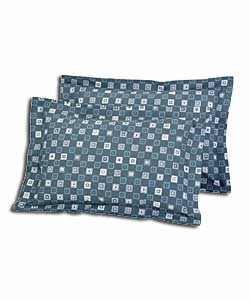 Pair of Charcoal Simply Squares Oxford Pillowcases.