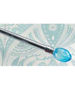 Blue crackle glass/chromed metal.Length 9cm.