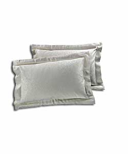 Pair of Cream Leaf Jacquard Oxford Pillowcases