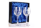 Unbranded Pair of Crystal Wine Glasses in a Silk Lined Box