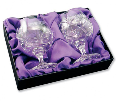 Unbranded Pair of Cut Crystal Brandy Glasses