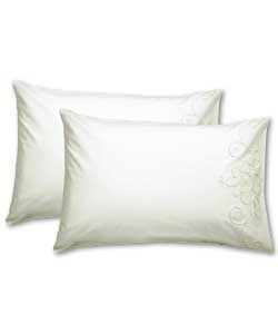 Pair of Cutwork Housewife Pillowcases - Cream