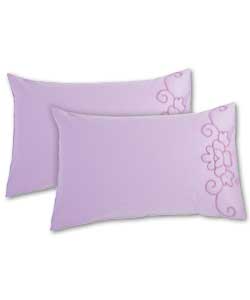 Pair of Cutwork Housewife Pillowcases - Lilac