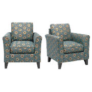 Unbranded Pair of Helena Deco Circles Chairs, Teal Spiral
