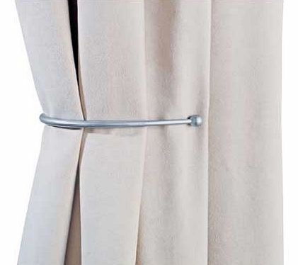 Unbranded Pair of J-Shaped Curtain Holdbacks - Silver