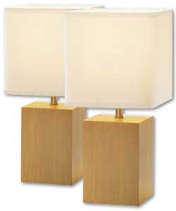 Height 32cm.Square shade 16 x 16cm.In-line switch.Requires 2 x 60 watt SES golf ball bulb (not