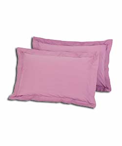 Pair of Lilac Fern Embroidered Oxford Pillowcases.