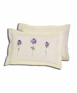 Pair of Lilac Roses Oxford Pillowcases.