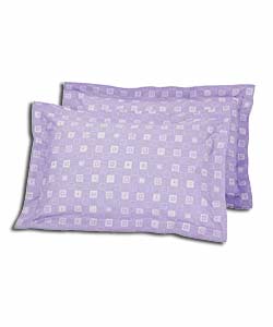 Pair of Lilac Simply Squares Oxford Pillowcases.