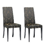 Unbranded Pair of Lucca chairs, black damask with black legs