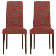 Unbranded Pair of Lucca chairs, blush jacquard with walnut