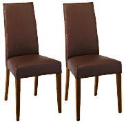 Unbranded Pair of Lucca chairs, brown leather with