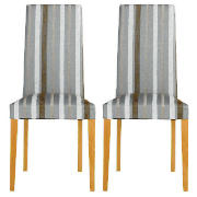 Unbranded Pair of Lucca chairs, duck egg blue stripe with