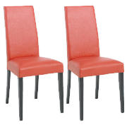 Unbranded Pair of Lucca Chairs, Red Leather with black legs