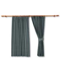 Pair of Pencil Pleat Denim Curtains - Grey