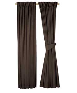 Pair of Pencil Pleat Plain Dyed Curtains - Chocolate