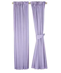 Pair of Pencil Pleat Plain Dyed Curtains - Heather
