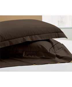 Pair of Percale Oxford Pillowcases - Chocolate