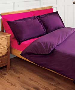 Pair of Percale Oxford Style Pillowcases - Blackcurrant