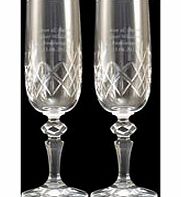 Unbranded Pair of Personalised Crystal Champagne Flutes