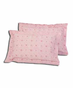 Pair of Pink Amelia Oxford Pillowcases.