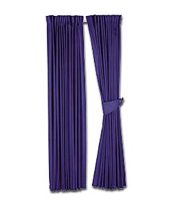 Pair of Plain Dyed Navy Curtains with Tie Backs