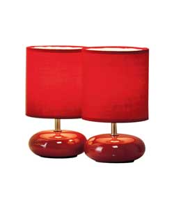 Unbranded Pair of Red Pebble Lamps