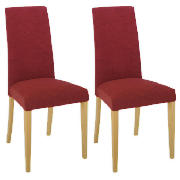 Unbranded Pair of Roma Dining Chairs, Wine with Oak effect