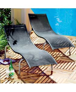 Unbranded Pair of Sicily Loungers- Black