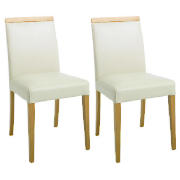 Unbranded Pair of Siena Chairs, Cream Leather with oak legs