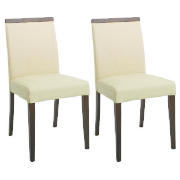 Unbranded Pair of Siena Chairs, Cream Leather with walnut