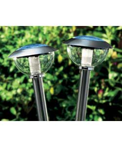 Pair of Stainless Steel Solar LED Garden Lights