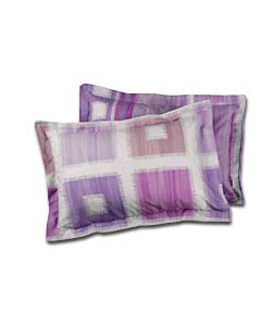 Pair of Stripe/Check Lilac Oxford Pillowcases.