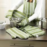 Unbranded Pair Of Tea Towels - Green Stripe