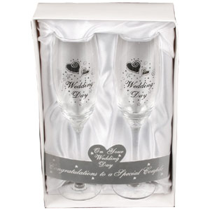 Unbranded Pair Of Wedding Day Champagne Flutes