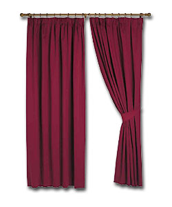 Pair of Wine Cotton Satin Curtains