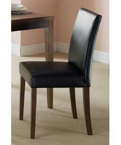 Unbranded Pair of Winslow Chocolate Faux Leather and Walnut Chairs