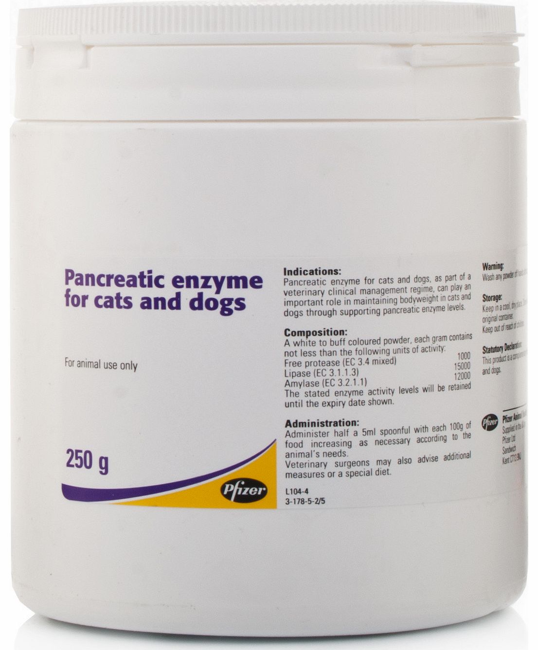 Pancreatic Enzyme For Cats and Dogs works by providing the cat or dog with the pancreatic enzymes that are normally secreted into the intestines but are lacking in cats and dogs with EDI. Please note that this product has a lower enzyme activity than