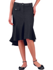 Panel skirt with shaped hem.