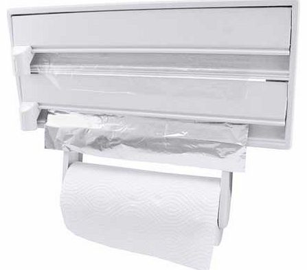 Give your kitchen essentials a home with this Paper. Foil and Clingfilm Dispenser. This dispenser is made from white plastic and is easy to use. Plastic. Size H21. W37.5. D9. . EAN: 1392528.