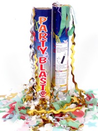 Much more than a regular party popper. The confetti is larger and goes higher.  It flutters down