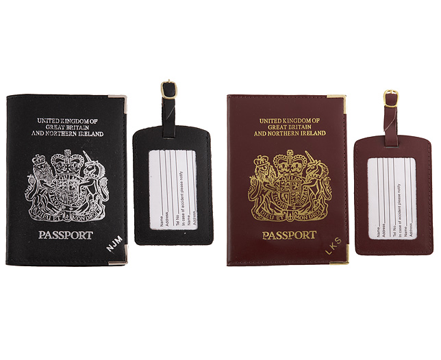 Unbranded Passport Cover/Tags 1 1 FREE Pers - Burg and Black
