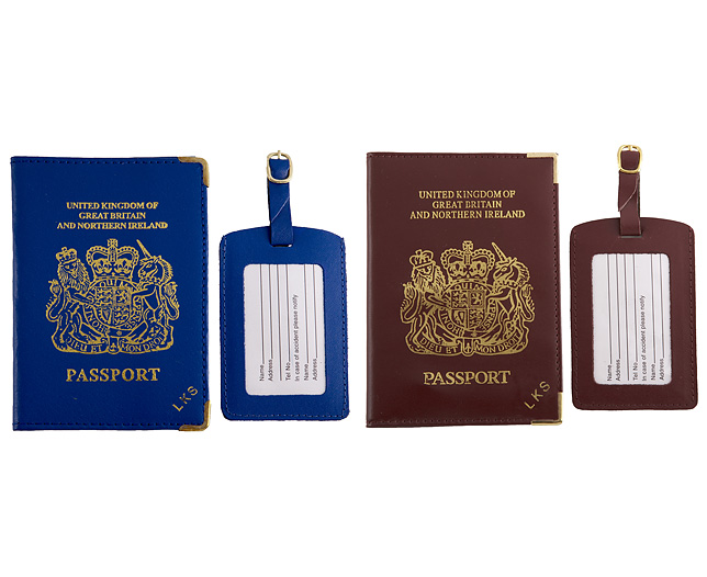Unbranded Passport Cover/Tags 1 1 FREE Pers - Burg and Blue