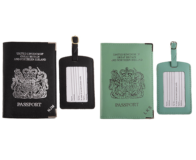 Unbranded Passport Cover/Tags 1 1 FREE Pers - Mint and Black